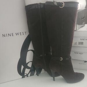 Nine West Women's Dark Brown Heeled Boots